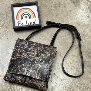 *Patricia Nash Black and Brown Embossed Crossbody Bag